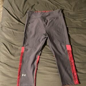 Under Armour Black Leggings with Pink Chevron Side Stripes